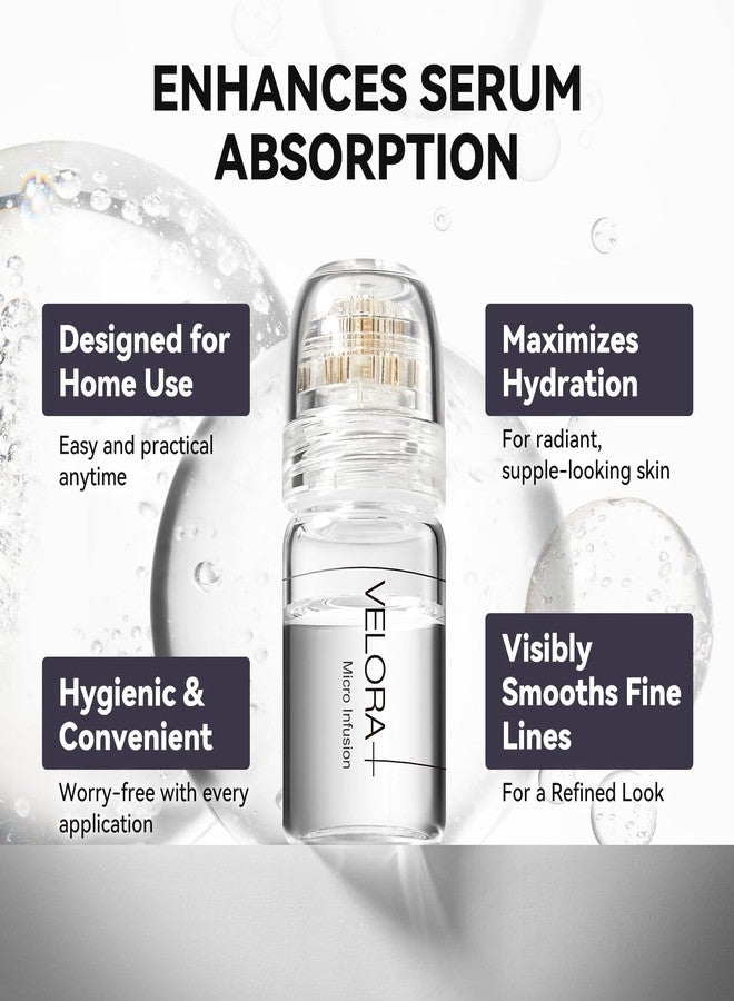 VELORA Micro Infusion System for Face - Hydrating Peptide & Hyaluronic Acid Serum Set, Skin-Smoothing Radiance Set with 0.25mm Stamp, At-Home Facial Kit, 1-Month Supply - Image 2